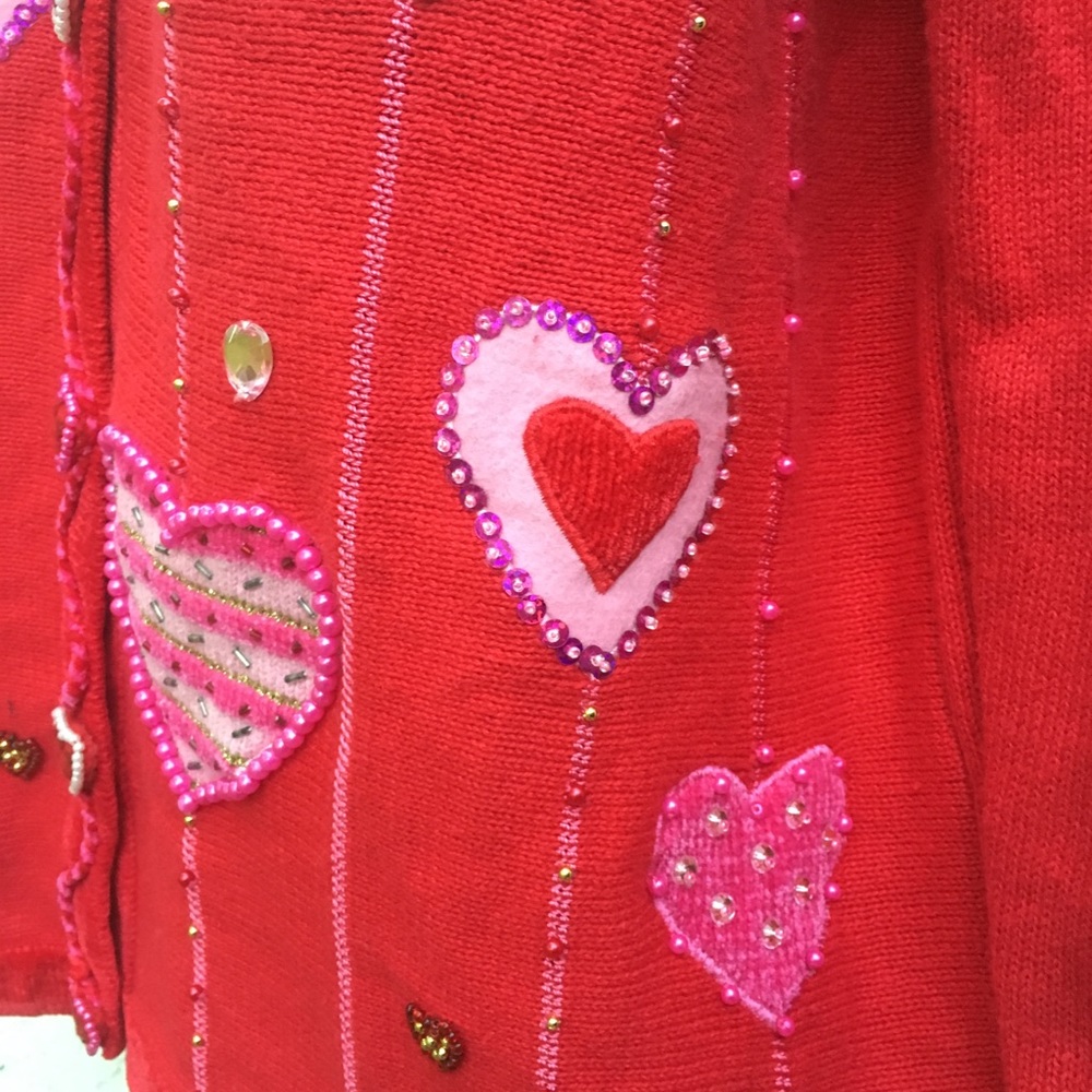 Quacker Factory Heart Sweater Medium - image 3